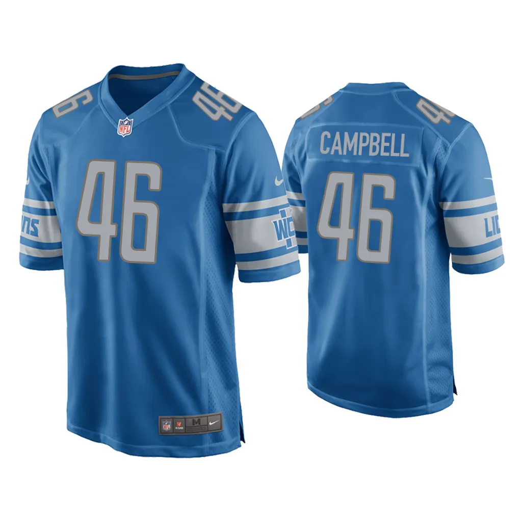 Jack Campbell Detroit Lions Blue 2023 NFL Draft Game Jersey