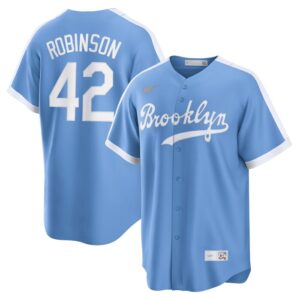 Jackie Robinson Brooklyn Dodgers Alternate Cooperstown Collection Player Jersey - Light Blue