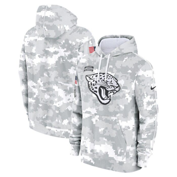 Jacksonville Jaguars 2024 Salute to Service Club Fleece Pullover Hoodie - Arctic Camo