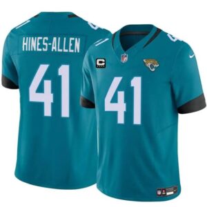 Jacksonville Jaguars #41 Josh Hines-Allen Teal With 4-Star C Patch Vapor Untouchable Limited Football Stitched Jersey