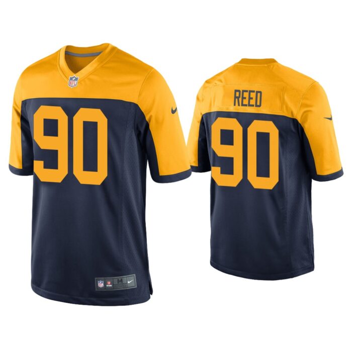 Jarran Reed Green Bay Packers Navy Throwback Game Jersey