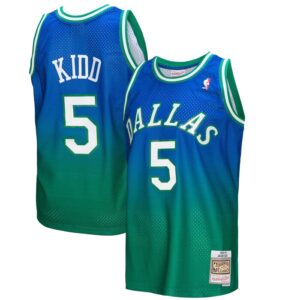 Jason Kidd Dallas Mavericks 1994/95 Hardwood Classics Fadeaway Swingman Player Jersey - Green/Navy