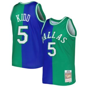 Jason Kidd Dallas Mavericks Hardwood Classics 1994/95 Split Swingman Jersey - Blue/Green