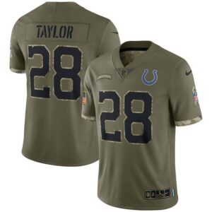 Jonathan Taylor Indianapolis Colts 2022 Salute To Service Limited Jersey - Olive