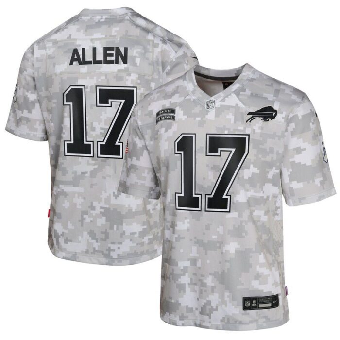 Josh Allen Buffalo Bills Youth 2024 Salute to Service Game Jersey - Arctic Camo