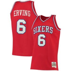 Julius Erving Philadelphia 76ers 1982/83 Big & Tall Hardwood Classics Swingman Jersey - Red