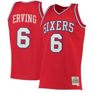 Julius Erving Philadelphia 76ers Hardwood Classics Swingman Jersey - Red