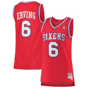 Julius Erving Philadelphia 76ers Women's 1982/83 Hardwood Classics Swingman Jersey - Red