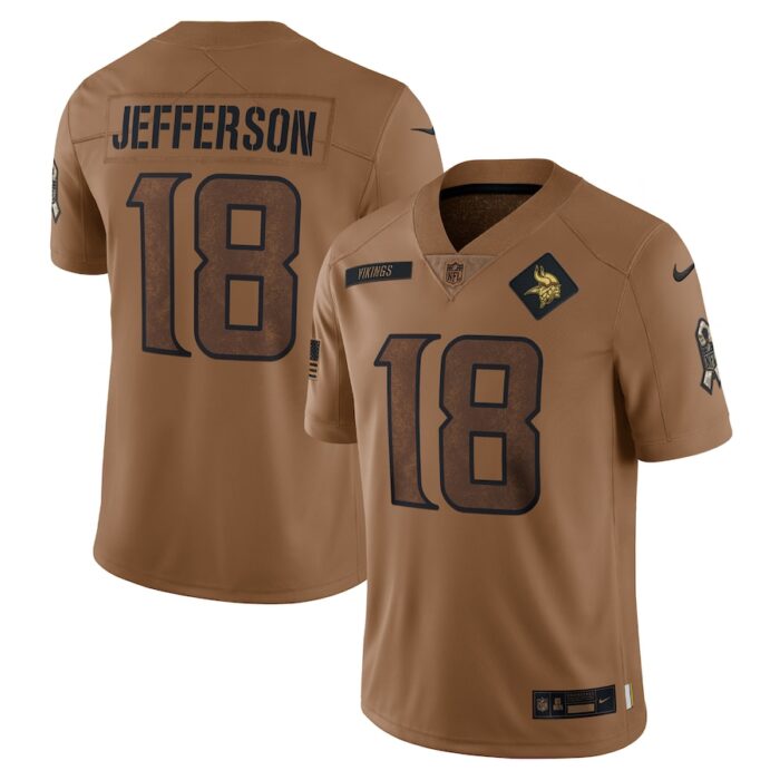 Justin Jefferson Minnesota Vikings 2023 Salute To Service Limited Jersey - Brown