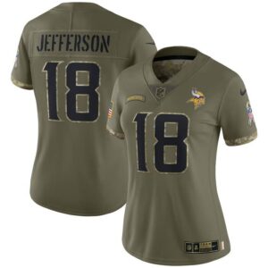 Justin Jefferson Minnesota Vikings Women 2022 Salute To Service Limited Jersey - Olive