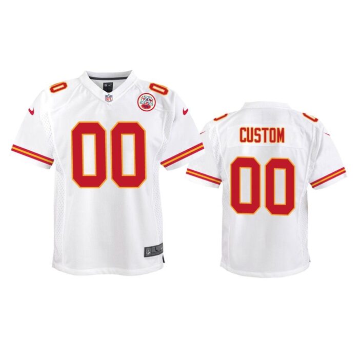 Kansas City Chiefs #00 White Custom Game Jersey - Youth