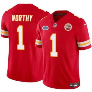 Kansas City Chiefs #1 Xavier Worthy Red 2024 F.U.S.E. With Draft Patch Vapor Untouchable Limited Football Stitched Jersey