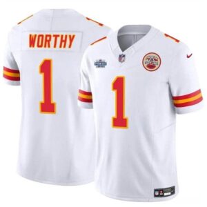 Kansas City Chiefs #1 Xavier Worthy White 2024 F.U.S.E. With Draft Patch Vapor Untouchable Limited Football Stitched Jersey