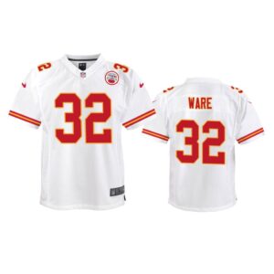 Kansas City Chiefs #32 White Spencer Ware Game Jersey - Youth