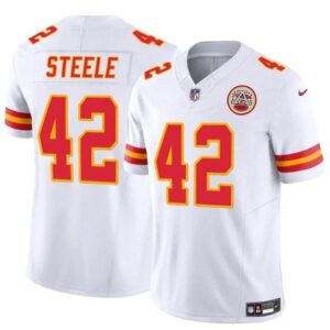 Kansas City Chiefs #42 Carson Steele White 2023 F.U.S.E. Vapor Untouchable Limited Football Stitched Jersey