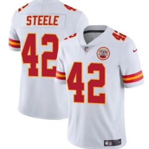 Kansas City Chiefs #42 Carson Steele White Vapor Untouchable Limited Football Stitched Jersey