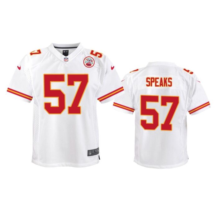 Kansas City Chiefs #57 White Breeland Speaks Game Jersey - Youth