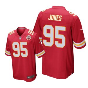 Kansas City Chiefs #95 Red Men Chris Jones Game Jersey