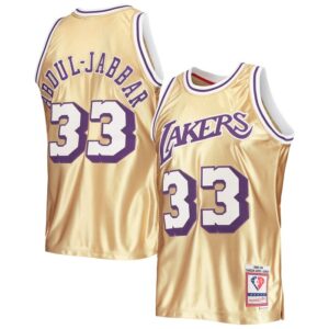 Kareem Abdul-Jabbar Los Angeles Lakers 75th Anniversary 1983/84 Hardwood Classics Swingman Jersey - Gold