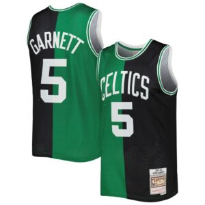 Kevin Garnett Boston Celtics Hardwood Classics 2007/08 Split Swingman Jersey - Black/Kelly Green