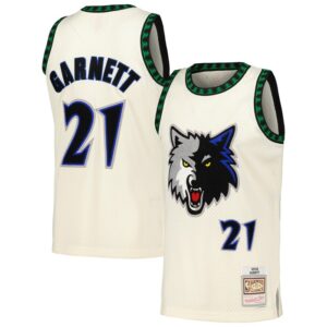 Kevin Garnett Minnesota Timberwolves Chainstitch Swingman Jersey - Cream