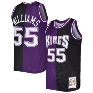 Kings #55 Jason Williams Purple/Black Mitchell & Ness Hardwood Classics 2000/01 Split Swingman Stitched NBA Jersey