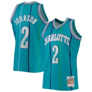 Larry Johnson Charlotte Hornets 1996/97 Hardwood Classics NBA 75th Anniversary Diamond Swingman Jersey - Teal