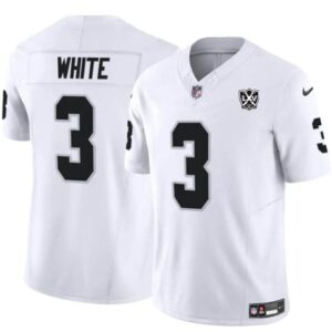 Las Vegas Raiders #3 Zamir White White 2024 F.U.S.E 65th Anniversary Patch Vapor Football Stitched Jersey