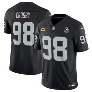 Las Vegas Raiders #98 Maxx Crosby Black 2024 F.U.S.E. With 65th Anniversary Patch And 4-Star C Patch Football Stitched Jersey