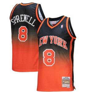 Latrell Sprewell New York Knicks 1998/99 Hardwood Classics Fadeaway Swingman Player Jersey - Orange/Black