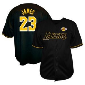 LeBron James Los Angeles Lakers Profile Big & Tall Name & Number Button-Up Jersey - Black