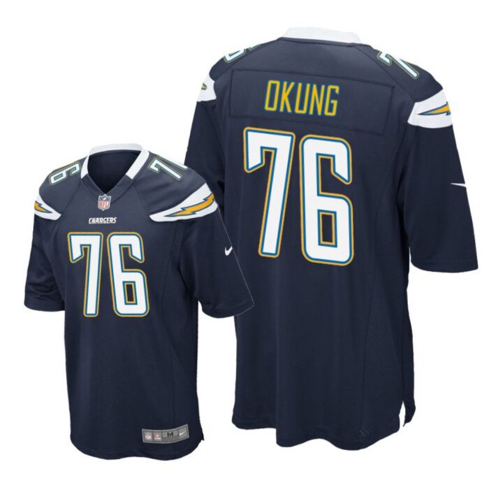 Los Angeles Chargers #76 Navy Men Russell Okung Game Jersey