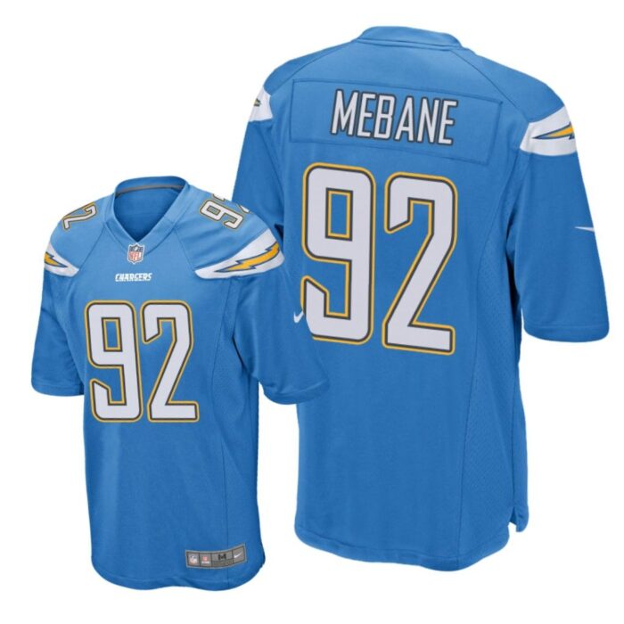 Los Angeles Chargers #92 Powder Blue Men Brandon Mebane Game Jersey