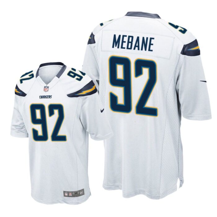 Los Angeles Chargers #92 White Men Brandon Mebane Game Jersey