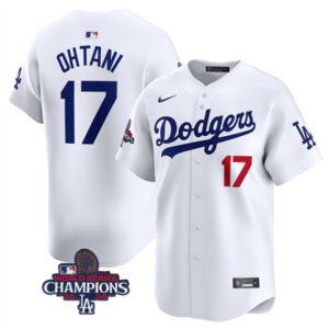 Los Angeles Dodgers #17 Shohei Ohtani White 2024 World Series Champions Home Limited Stitched Baseball Jersey