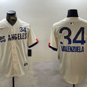 Los Angeles Dodgers #34 Toro Valenzuela Cream 2024 City Connect Limited Stitched Baseball Jersey