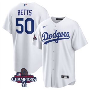 Los Angeles Dodgers #50 Mookie Betts White 2024 World Series Champions Home Stitched Baseball Jersey