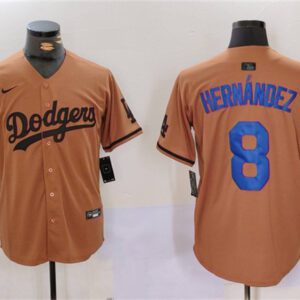 Los Angeles Dodgers #8 Kiko Hernandez Brown Cool Base Stitched Baseball Jersey