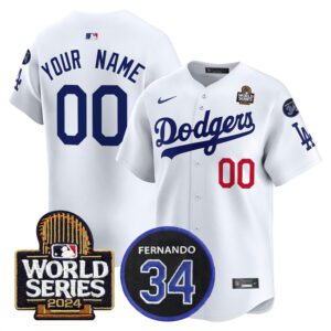 Los Angeles Dodgers ACTIVE PLAYER Custom White 2024 World Series With Fernando Memorial Patch Limited Stitched Baseball Jersey