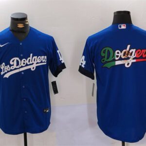 Los Angeles Dodgers Blue Team Big Logo City Connect Cool Base Stitched Baseball Jersey