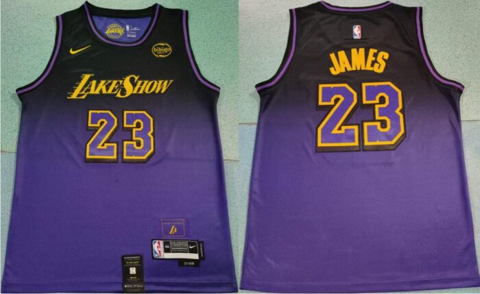 Los Angeles Lakers #23 LeBron James Purple 2024 Stitched Basketball Jersey