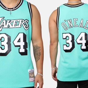 Los Angeles Lakers #34 Shaquille O'Neal ' Aqua 96-97 Swingman Stitched Basketball Jersey