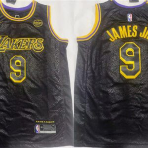 Los Angeles Lakers #9 Bronny James Jr. Black 2024 Draft Stitched Basketball Jersey