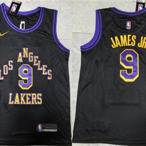 Los Angeles Lakers #9 Bronny James Jr. Black 2024 Draft Stitched Basketball Jersey