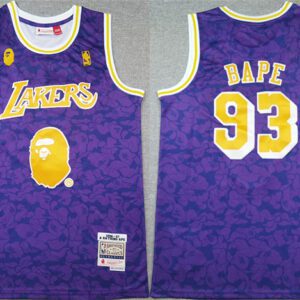 Los Angeles Lakers #93 Bape Purple 1996-97 Stitched Basketball Jersey