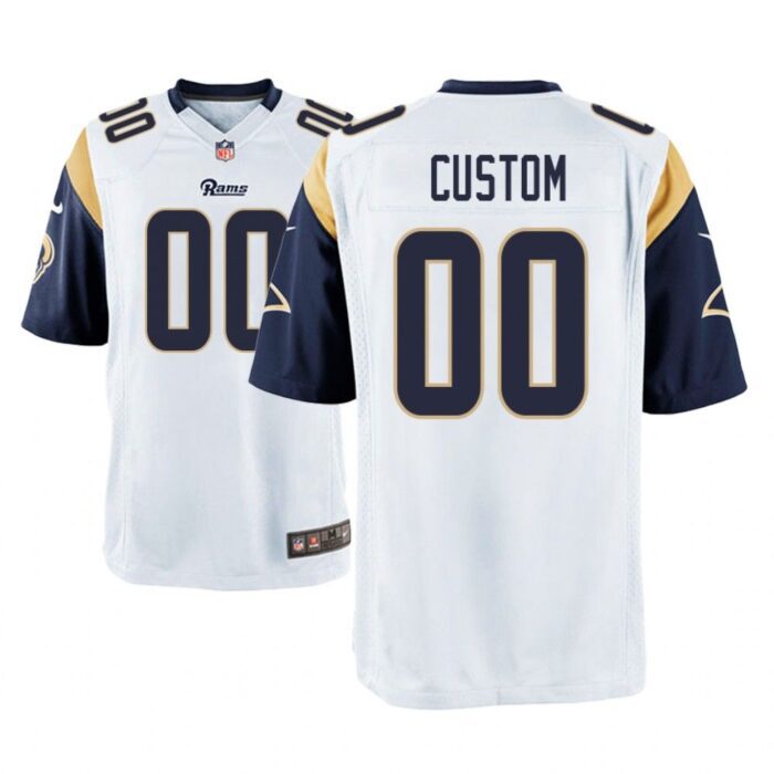 Los Angeles Rams #00 White Men Custom Game Jersey