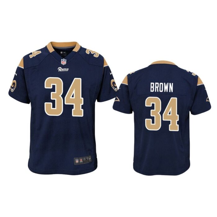 Los Angeles Rams #34 Navy Malcolm Brown Game Jersey - Youth