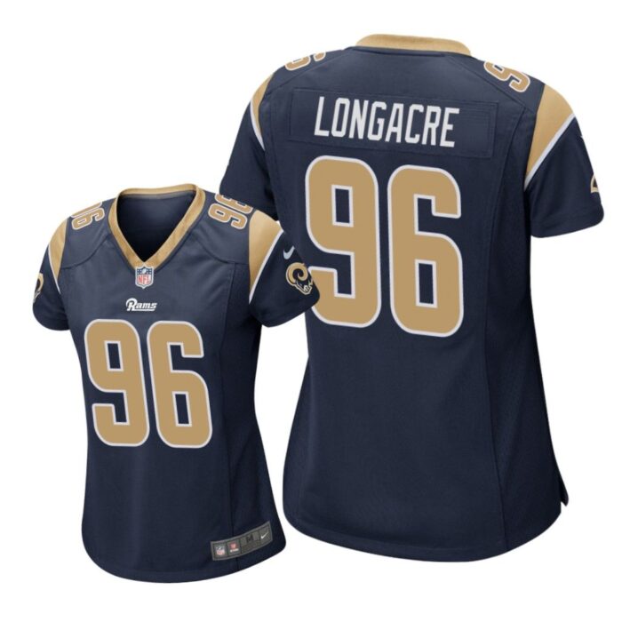 Los Angeles Rams #96 Navy Matt Longacre Game Jersey - Women