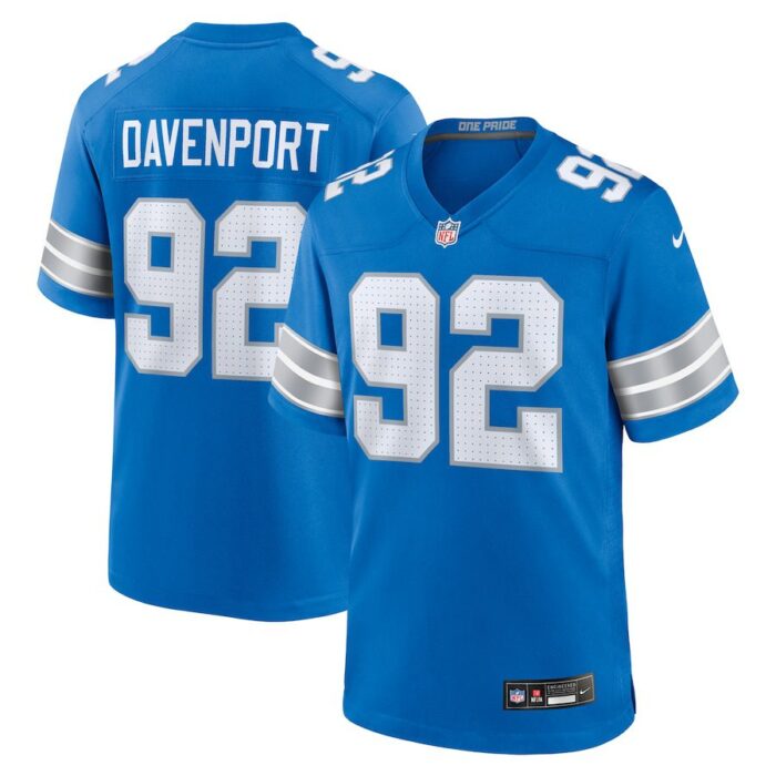 Marcus Davenport Detroit Lions Team Game Jersey - Blue