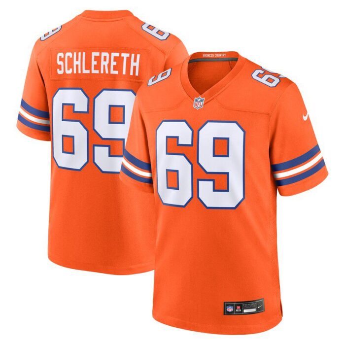 Mark Schlereth Denver Broncos Mile High Collection 1977 Throwback Retired Player Game Jersey - Orange